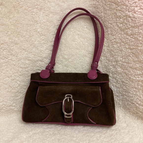 Cole Haan Handbags - Chocolate Pink Cole Haan Alexa Suede Shoulder Bag